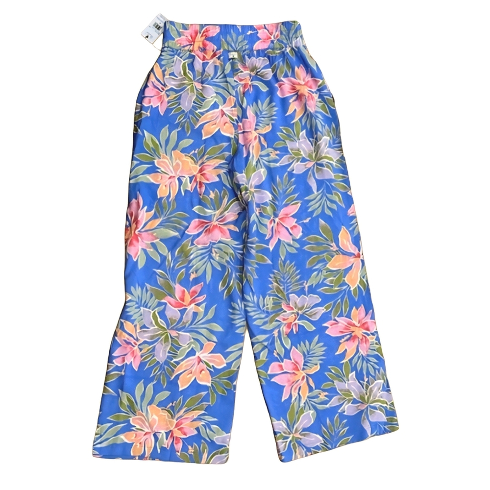 Billabong Seaside Beach Blue Floral Tropical Print Pant NWT Size Large